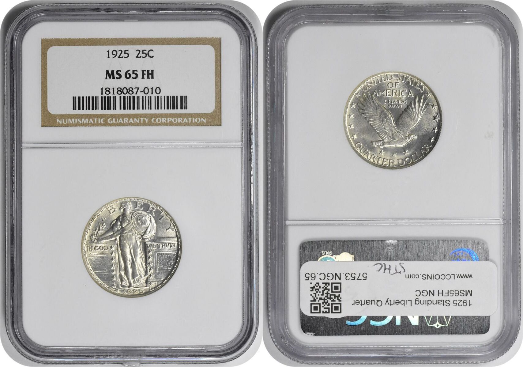 US 1925 No Mint Mark 1925 Standing Liberty Silver Quarter MS65FH NGC ...