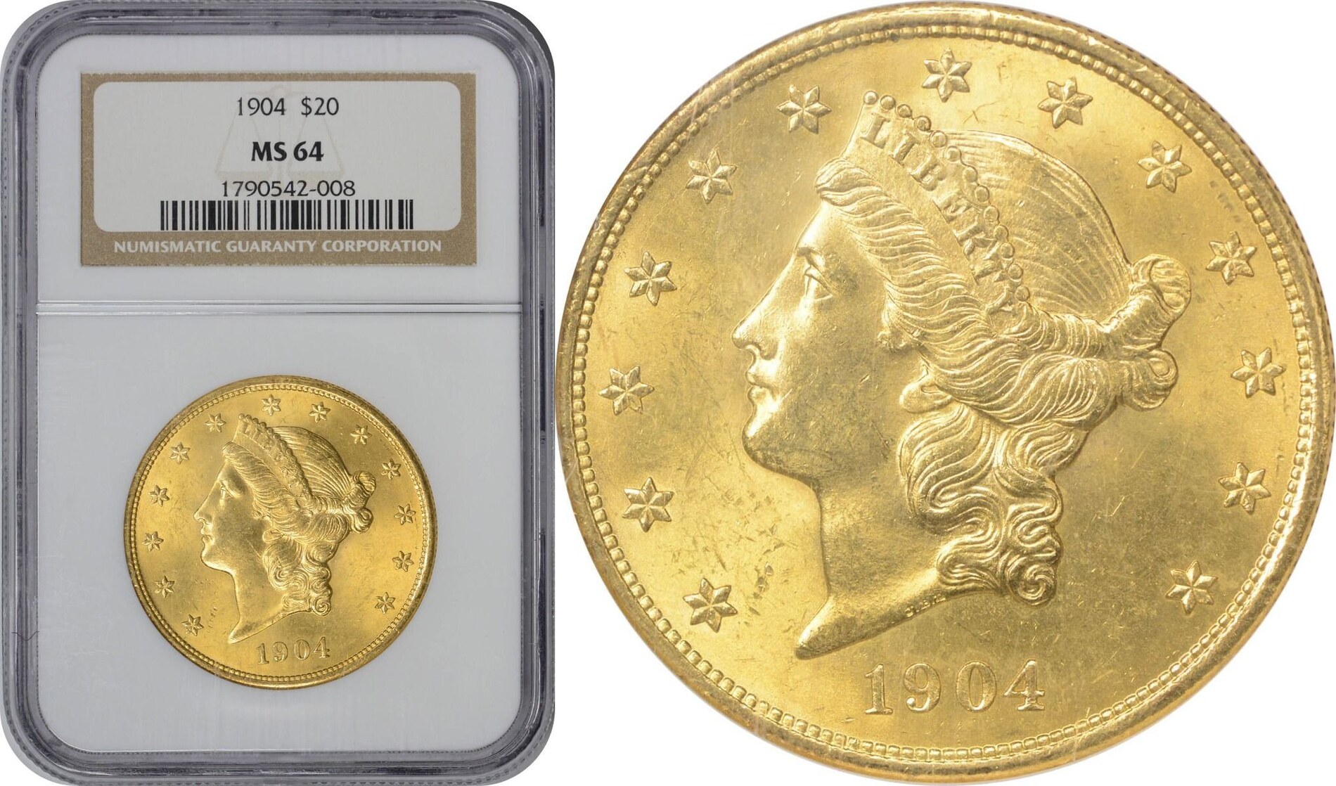 US Twenty Dollar 1904 $20 Gold Liberty Head MS64 NGC | MA-Shops