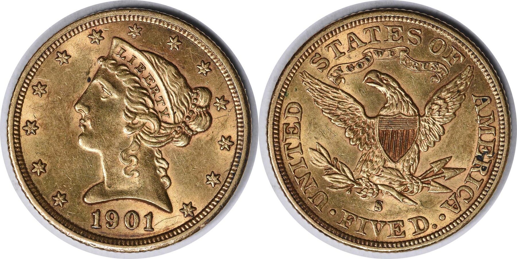 US Five Dollar 1901 S 1901 S S 5 Gold Liberty Head RPM FS 501