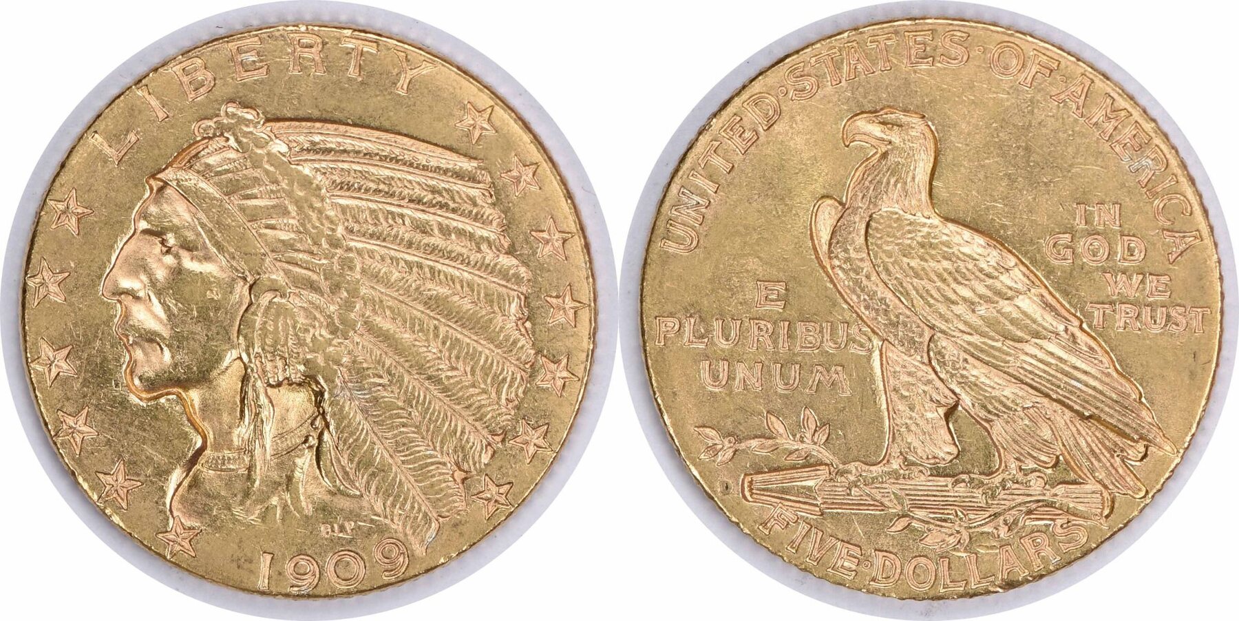 US Five Dollar 1909 D 1909 D 5 Gold Indian AU58 Uncertified 852