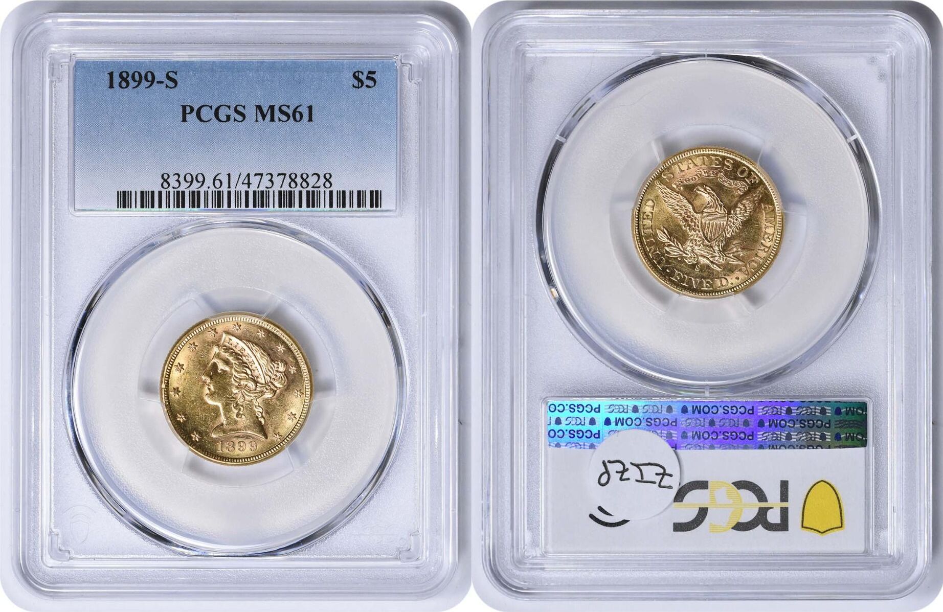 US Five Dollar 1899 S 1899 S 5 Gold Liberty Head MS61 PCGS None