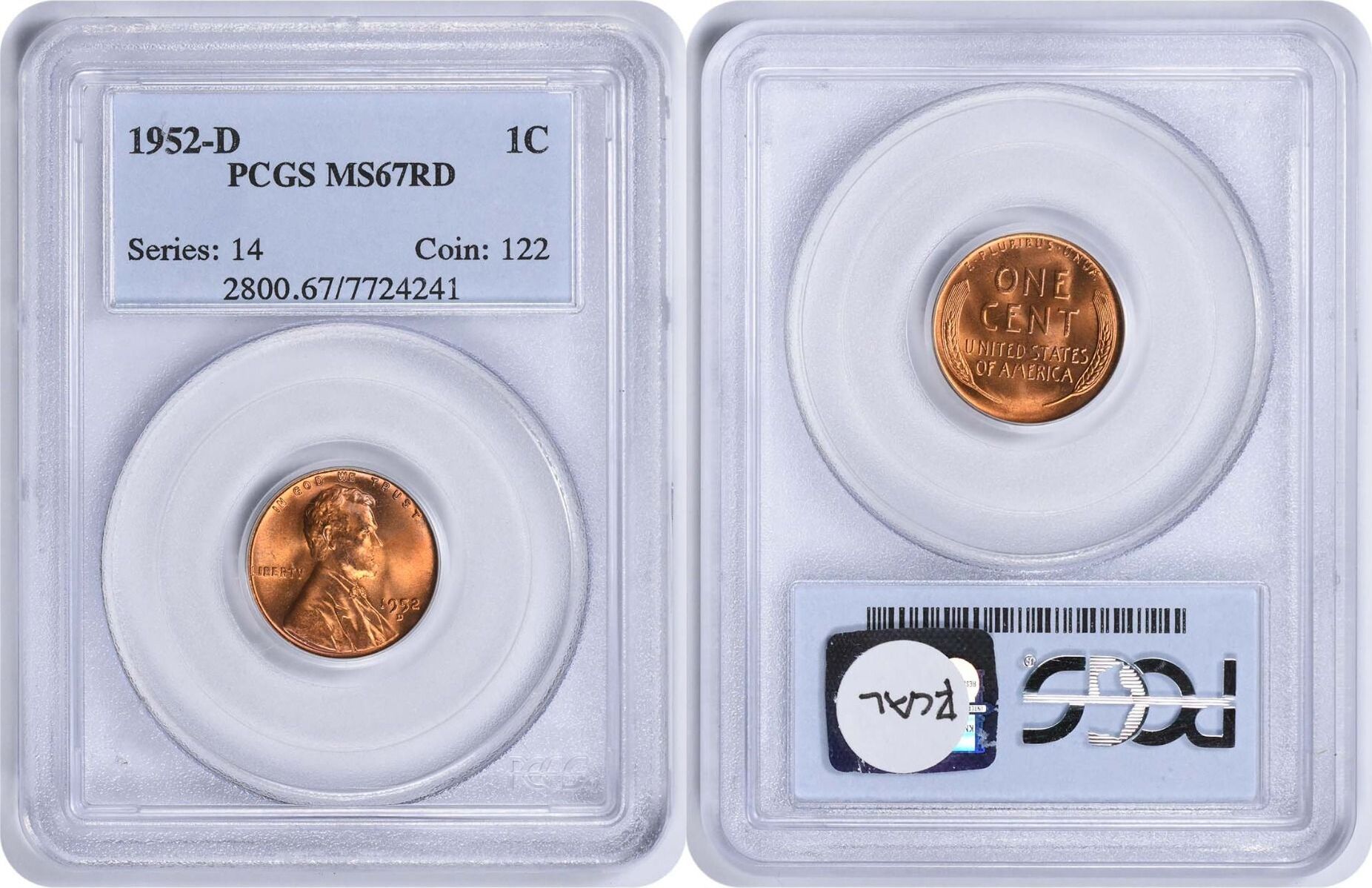 1937-D Lincoln Cent MS67+ Red PCGS