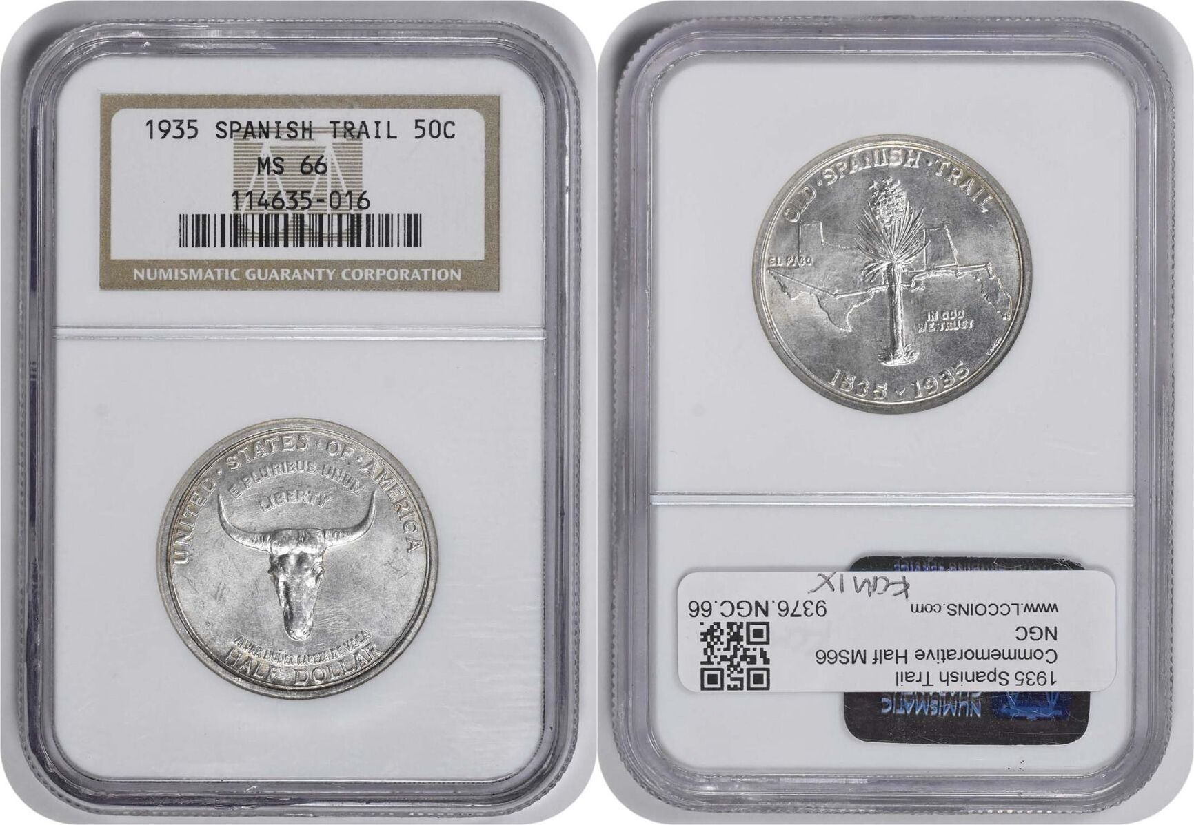 US 1935 No Mint Mark Spanish Trail Commemorative Silver Half Dollar ...