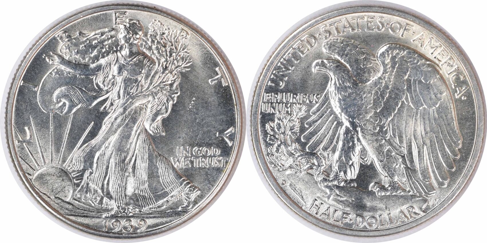 US 1939 D Walking Liberty Silver Half Dollar MS63 59 OFF