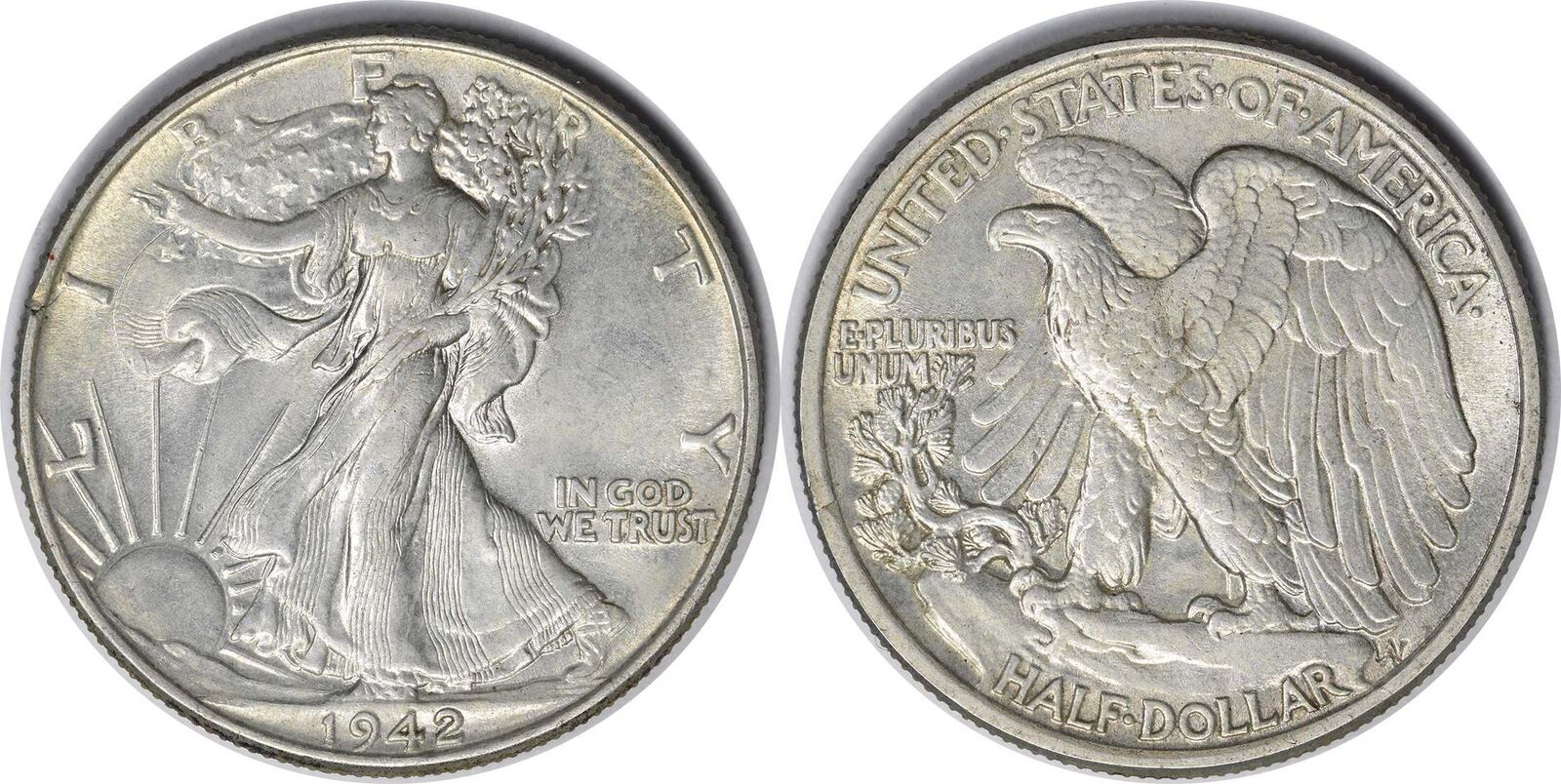 US 1942 No Mint Mark 1942 Walking Liberty Half Dollar WDDO 5 O IV