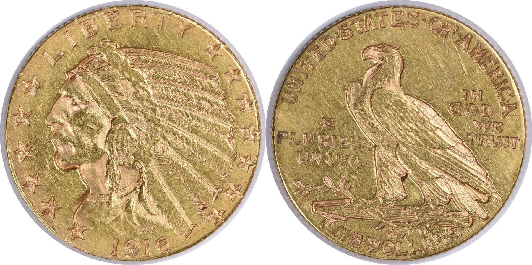 US Five Dollar 1916 S 1916 S 5 Gold Indian EF Uncertified 330