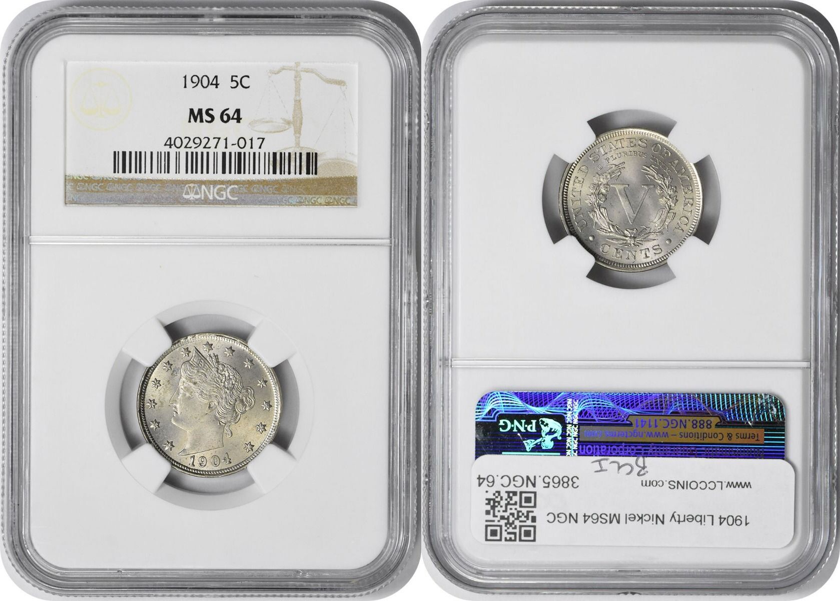 US 1904 No Mint Mark 1904 Liberty Nickel MS64 NGC None MA Shops