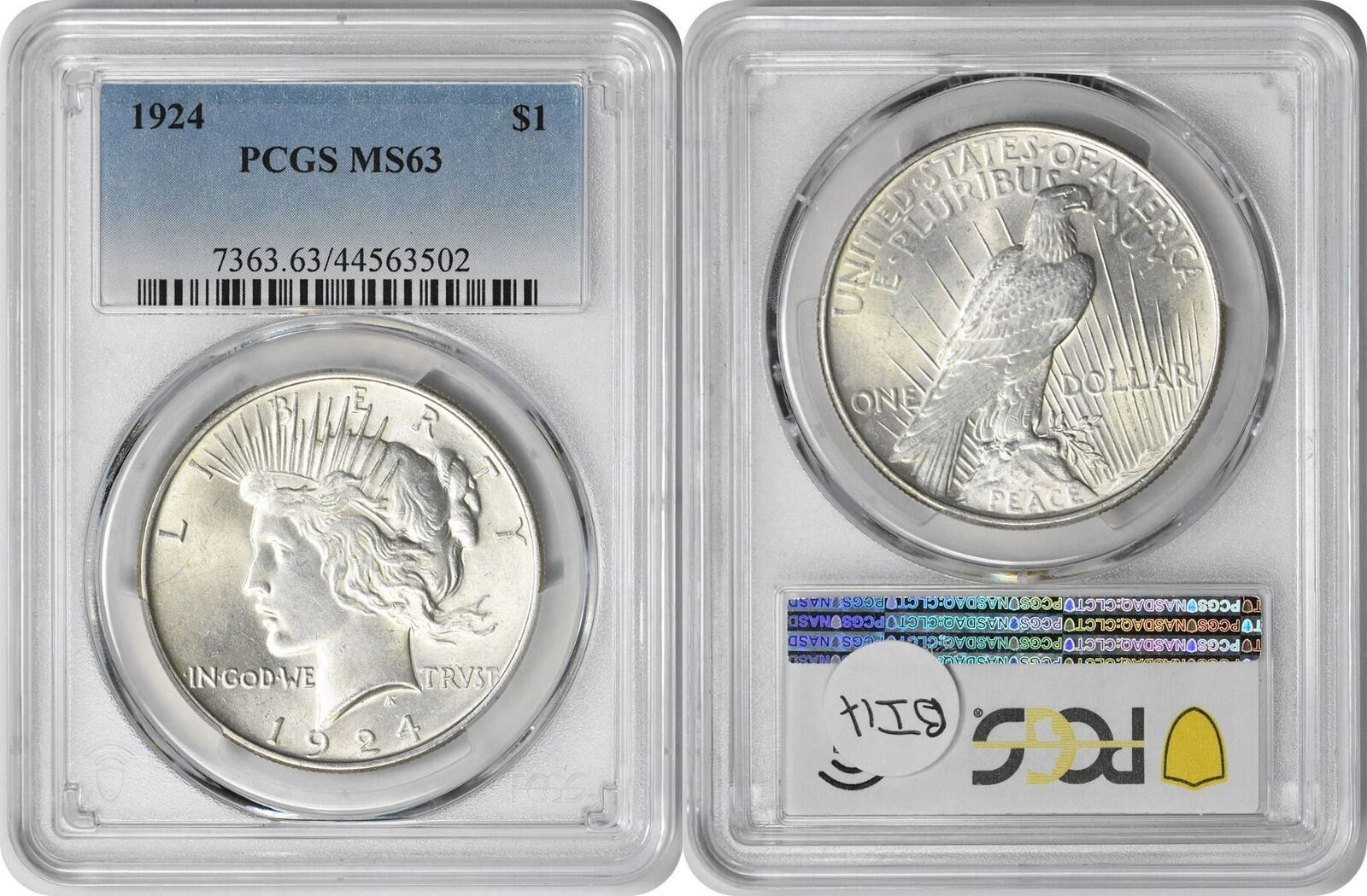 US 1924 Peace Silver Dollar MS63 PCGS | MA-Shops