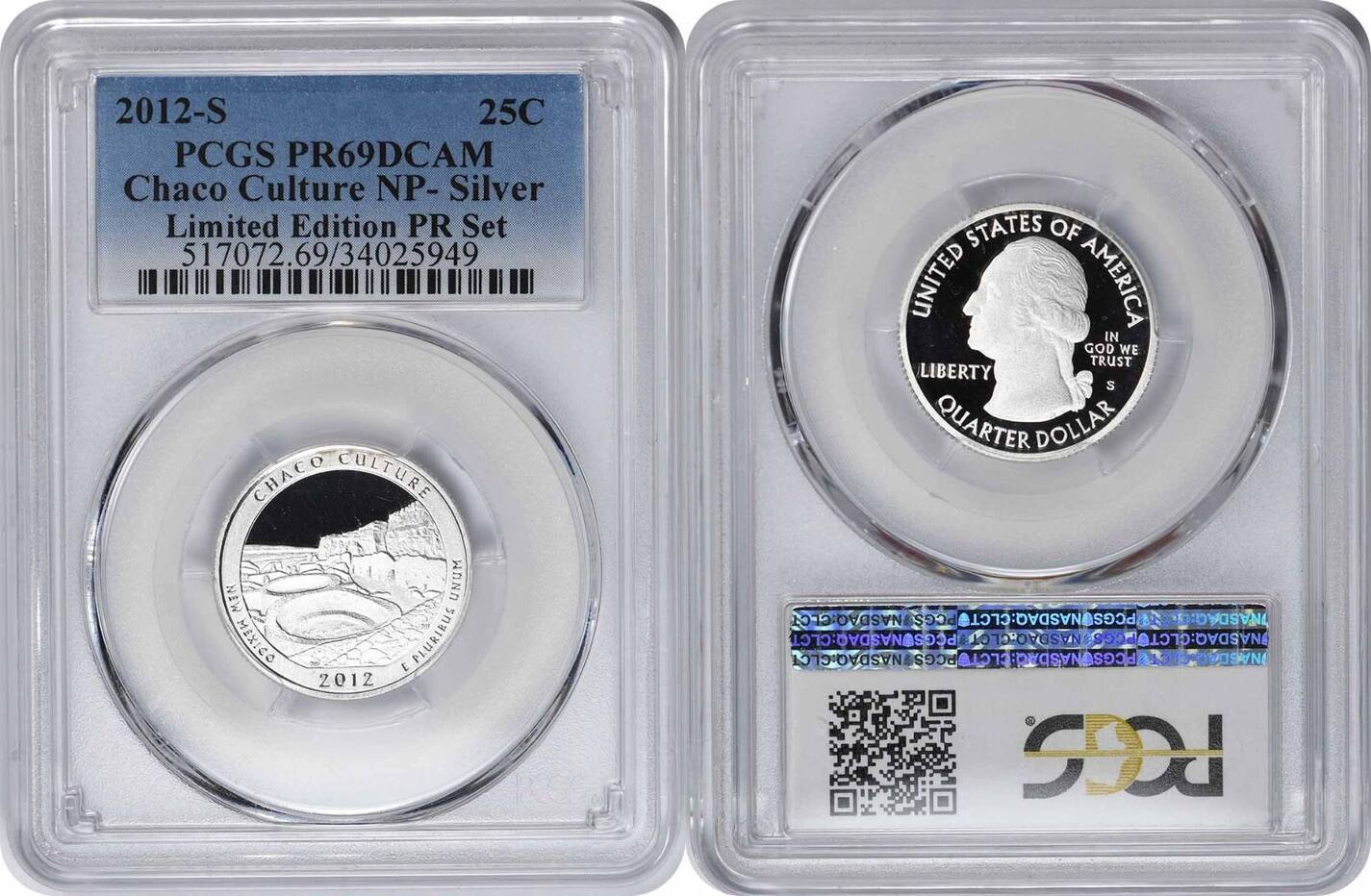 US 2012 S 2012 S Chaco Culture Quarter PR69DCAM Limited Edition