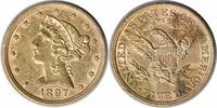US Five Dollar 1897 $5 Gold Liberty Head AU58 Uncertified #244 None -