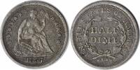US Half Dime 1857 Liberty Seated Silver Half Dime EF Uncertified None -