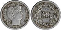 US Dime 1910-S Barber Silver Dime VF Uncertified None -