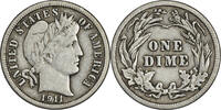 US Dime 1911 Barber Silver Dime VF Uncertified None -