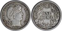US Dime 1913 Barber Silver Dime Choice EF Uncertified None -