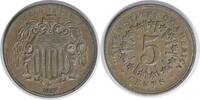 US Nickel 1867 Shield Nickel Rays F-04 AU58 Uncertified #221 None -