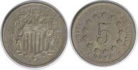 US Nickel 1867 Shield Nickel No Rays F-56 VF Uncertified None -