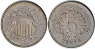 US Nickel 1866 Shield Nickel Rays F-5 EF Uncertified #200 None -