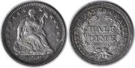 US Half Dime 1858/Inverted Date Liberty Seated Silver Half Dime AU58 Uncertified #916 None -