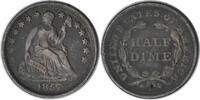 US Half Dime 1857 Liberty Seated Silver Half Dime Choice VF Uncertified None -