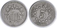 US Nickel 1867 Shield Nickel No Rays RPD Choice VF Uncertified None -