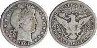 US Half Dollar 1901 Barber Silver Half Dollar VG Uncertified None -