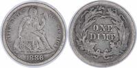 US Dime 1886 Liberty Seated Silver Dime F Uncertified None -