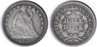 US Half Dime 1858 Liberty Seated Half Dime RPD/Inverted Date FS-302 EF Uncertified #931 None -