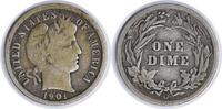 US Dime 1901-O/Horizontal O Barber Silver Dime RPM 1 FS-501 F Uncertified None -