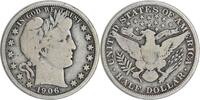 US Half Dollar 1906 Barber Silver Half Dollar Choice VG Uncertified None -