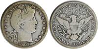 US Half Dollar 1907 Barber Silver Half Dollar Choice VG Uncertified None -