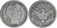 US Half Dollar 1907-D Barber Silver Half Dollar Choice VG Uncertified None -