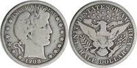 US Half Dollar 1908 Barber Silver Half Dollar VG Uncertified None -
