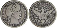 US Half Dollar 1913 Barber Silver Half Dollar VG Uncertified None -