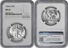 US Half Dollar 1946-D Walking Liberty Silver Half Dollar MS65 NGC None -