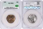 US Quarter 1942 Washington Silver Quarter MS67 CACG None -