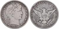 US Half Dollar 1907 Barber Silver Half Dollar Choice F Uncertified None -
