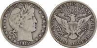 US Half Dollar 1912 Barber Silver Half Dollar VF Uncertified #1113 None -