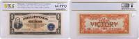 US (1944) Philippines Commonwealth 1 Peso Treasury Certificate #94a Choice UNC 64 PPQ PCGS -