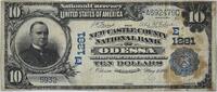 US Ten Dollar 1902 $10 The New Castle County National Bank of Odessa DE Fr. 624 Net VG Uncertified -