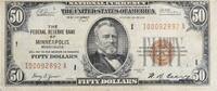 US Fifty Dollar 1929 $50 The Federal Reserve Bank of Minneapolis MN FR1880I VF Uncertified -