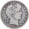 US Half Dollar 1893 Barber Silver Half Dollar VG Uncertified None -