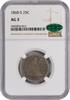 US Quarter 1860-S Liberty Seated Silver Quarter AG03 NGC (CAC) None -