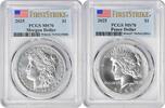 US Dollar 2025 Morgan and Peace Silver Dollar 2-Coin Set MS70 First Strike PCGS First Strike / Early Releases -