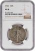 US Half Dollar 1921 Walking Liberty Half Dollar VG08 NGC None -