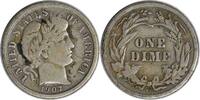 US Dime 1907-O Barber Silver Dime F Uncertified None -