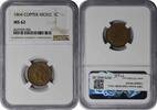 US Cent 1864 Indian Cent Copper Nickel MS62 NGC None -