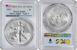 US Dollar 2021 $1 American Silver Eagle Type 1 MS69 First Day of Issue PCGS First Day of Issue -