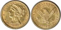US Five Dollar 1881 $5 Gold Liberty Head AU58 Uncertified #146 None -