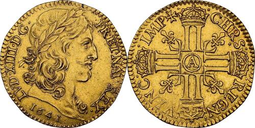 France 1641 Louis XIII Double Louis d’or à la croisette Paris UNC de toute rareté
