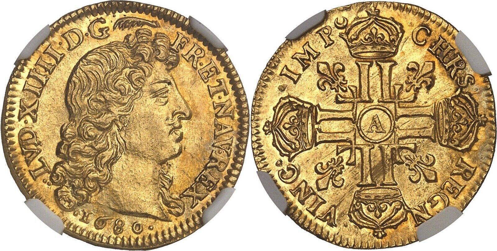 France Louis d'or 1680 Louis XIV à la tête virile Paris Splendide NGC ...